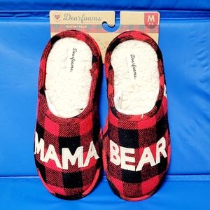Dearfoams Mama Bear Buffalo Check Plaid Women's Clog Slippers size Medium 7 / 8